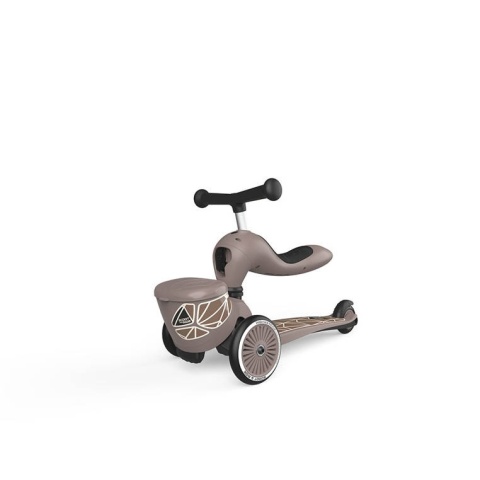 SCOOTANDRIDE Highwaykick 1 Lifestyle 2w1 Jeździk i hulajnoga z zamykanym schowkiem 1-5 lat Brown Lines
