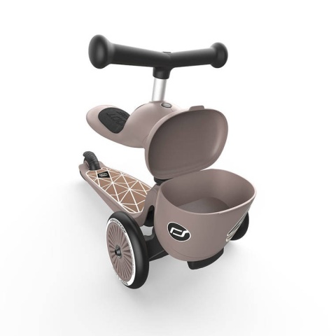 SCOOTANDRIDE Highwaykick 1 Lifestyle 2w1 Jeździk i hulajnoga z zamykanym schowkiem 1-5 lat Brown Lines