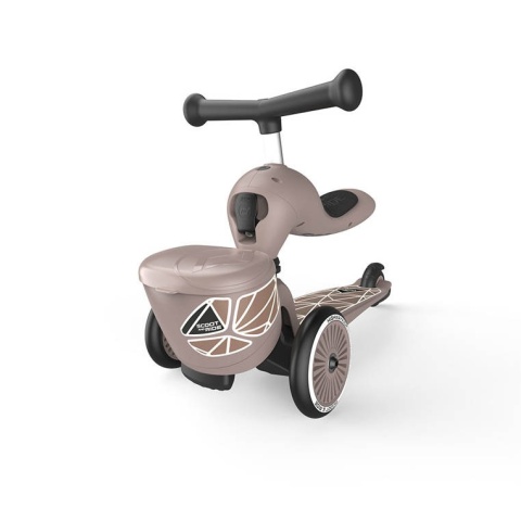 SCOOTANDRIDE Highwaykick 1 Lifestyle 2w1 Jeździk i hulajnoga z zamykanym schowkiem 1-5 lat Brown Lines