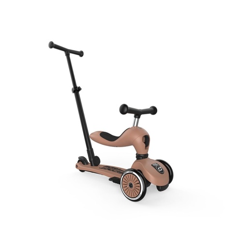 SCOOTANDRIDE Highwaykick 1 Push and Go 2w1 Jeździk i hulajnoga z rączką do prowadzenia 1-5 lat Mocha
