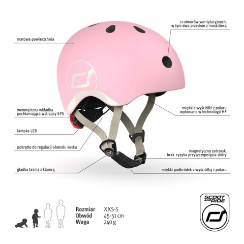 SCOOTANDRIDE Kask XXS-S dla dzieci 1-5 lat Rose