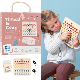 BS Toys Gra kodowania i przeplatanie, nauka logiczna, motoryka, Montessori, 6+