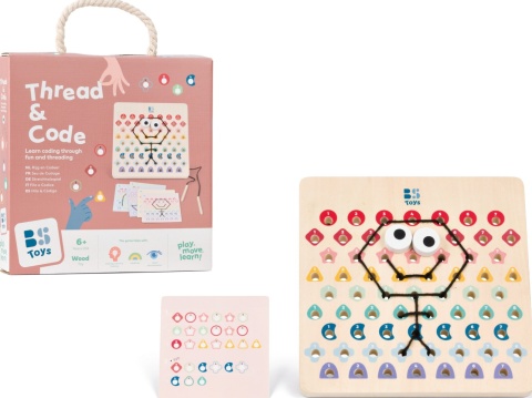 BS Toys Gra kodowania i przeplatanie, nauka logiczna, motoryka, Montessori, 6+