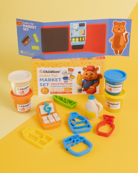 ChildGen, PAW PALS Kasjer Pofi zestaw kreatywny 4 ciastoliny, foremki, mata Market - Sklep