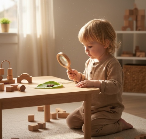 Esschert Design Drewniana lupa przyrodnicza dla dzieci 3x/6x – Rośliny, Grzyby, Owady