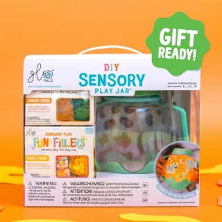 Glo Pals ZOO Zestaw sensoryczny DIY, świecący słoik z brokatami i figurkami Fun Fillers + naklejki gratis