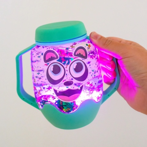 Glo Pals ZOO Zestaw sensoryczny DIY, świecący słoik z brokatami i figurkami Fun Fillers + naklejki gratis
