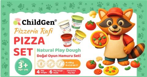 ChildGen, PAW PALS Pizzeria Rafi zestaw kreatywny 4 ciastoliny, foremki, mata