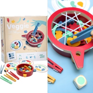 Bs Toys, Gra zręcznościowa Łowimy warzywa – drewniane szczypce, koordynacja ręka-oko