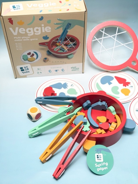 Bs Toys, Gra zręcznościowa Łowimy warzywa – drewniane szczypce, koordynacja ręka-oko