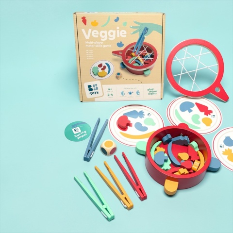 Bs Toys, Gra zręcznościowa Łowimy warzywa – drewniane szczypce, koordynacja ręka-oko