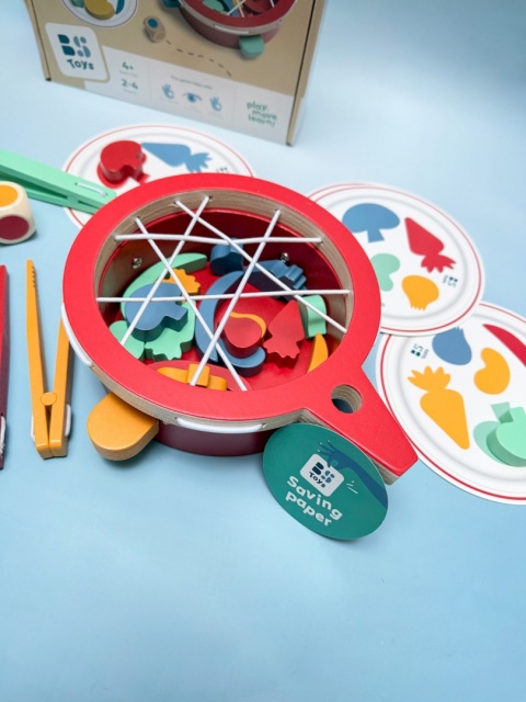 Bs Toys, Gra zręcznościowa Łowimy warzywa – drewniane szczypce, koordynacja ręka-oko