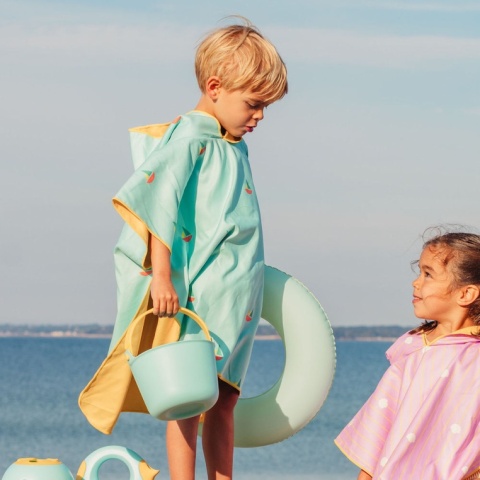QUUT Dwustronne poncho kąpielowe dla dzieci Banana Blue