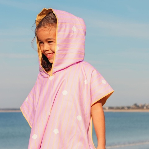 QUUT Dwustronne poncho kąpielowe dla dzieci Banana Pink