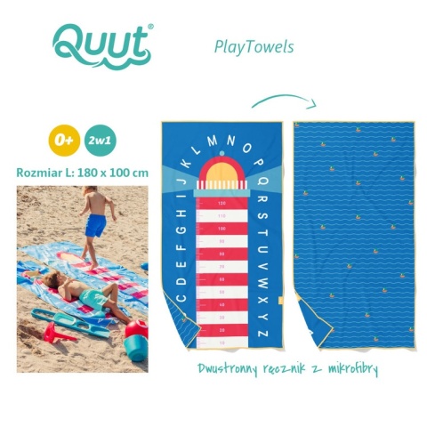 QUUT Dwustronny ręcznik plażowy PlayTowels L (180 x 100cm) Lighthouse Blue