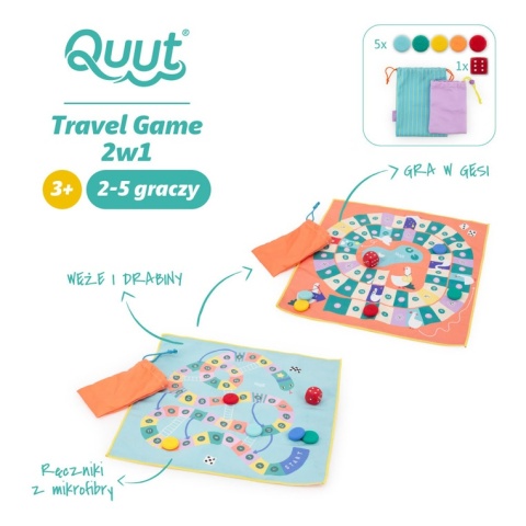 QUUT Podróżny zestaw gier 2w1 Węże i Drabiny oraz Gra w Gęsi wodoodporny Travel Game