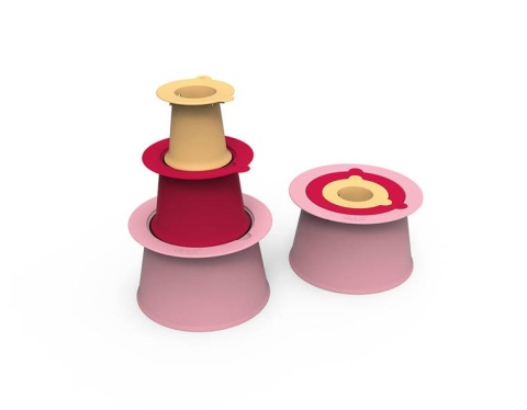 QUUT Zestaw 3 foremek do piasku Wieża Alto Cherry + Banana Pink