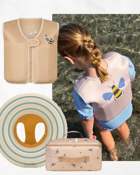 Koło do pływania dmuchane kółko treningowe z siedziskiem Baby Striped Amber Vanilla Copenh