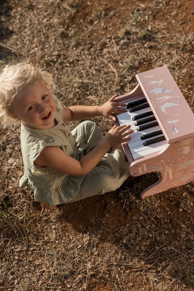 Little Dutch Drewniane pianino różowe Safari Friends FSC