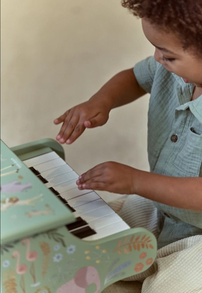 Little Dutch Drewniane pianino zielone Safari Friends FSC