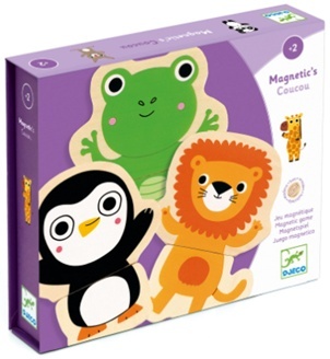 Djeco Puzzle magnetyczne 2 -elementowe drewniane zwierzęta Dżungla