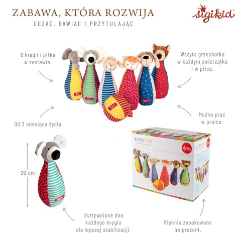 Sigikid Zestaw miękkie kręgle dla dzieci zabawka rozwojowa patchwork gra sigikid