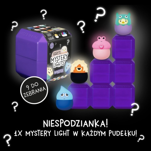 EGGY'S MYSTERY LIGHTS MONSTERS- Mini lampka niespodzianka brelok świeci Eggy&Friend