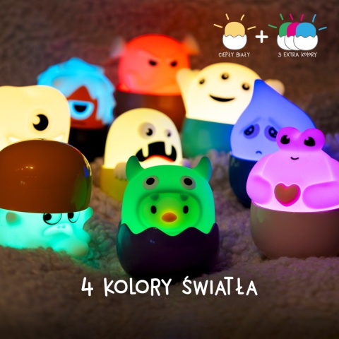 EGGY'S MYSTERY LIGHTS MONSTERS- Mini lampka niespodzianka brelok świeci Eggy&Friend