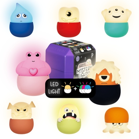 EGGY'S MYSTERY LIGHTS MONSTERS- Mini lampka niespodzianka brelok świeci Eggy&Friend