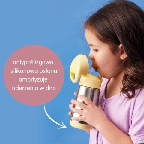 b.box Bidon termiczny dla dzieci Butelka ze słomką 350 ml Chill Out Stalowa