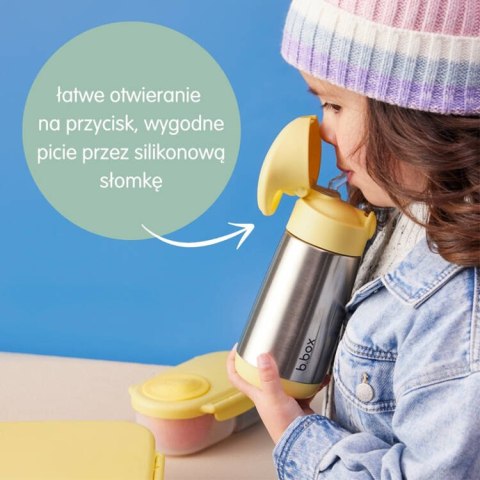 b.box Bidon termiczny dla dzieci Butelka ze słomką 350 ml Chill Out Stalowa