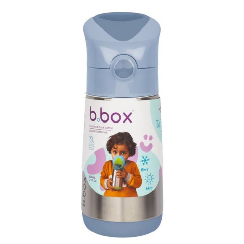 b.box Bidon termiczny dla dzieci Butelka ze słomką 350 ml Chill Out Stalowa