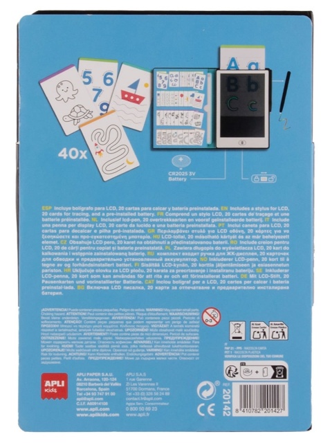 Tablet LCD dla dzieci z 40 szablonami do odrysowywania i pisania Apli Kids