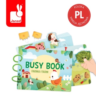 Janod Książeczka z zadaniami Busy Book Farma 3+ (wersja polska)