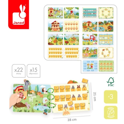 Janod Książeczka z zadaniami Busy Book Farma 3+ (wersja polska)
