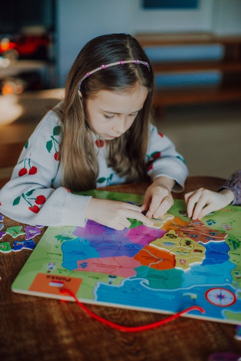 Janod Puzzle magnetyczne Mapa Polski 69 magnesów 7+