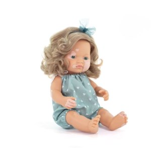 Miniland Lalka w ubranku dziewczynka Europejka 38 cm,Ciemne blond włosy z bielactwem Moi przyjaciele i ja
