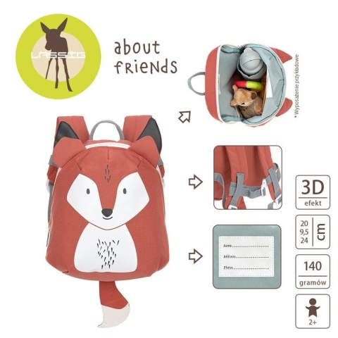 Lassig Plecak Plecaczek do przedszkola dla dzieci mini About Friends Lisek