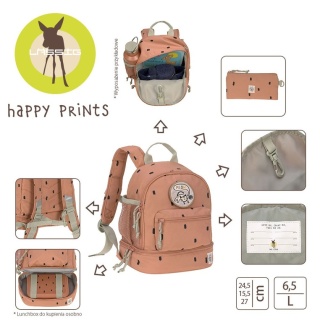 Lassig Plecak Plecaczek do przedszkola dla dzieci mini Happy Prints karmel