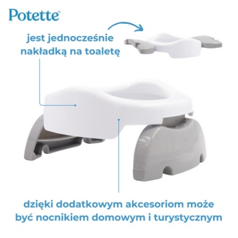 Potette Nocnik dla dziecka i nakładka na toaletę + wkłady 2w1, różowo-biały