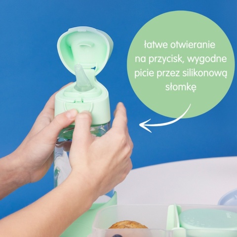 B.box Butelka tritanowa ze słomką do szkoły przedszkola 450 ml Spearmint