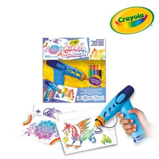 Crayola Aerograf dla dzieci airbrush, 5 szablonów i 8 zmywalnych flamastrów 6+