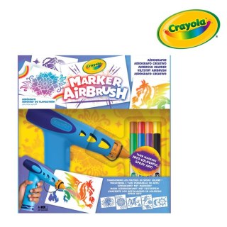 Crayola Aerograf dla dzieci airbrush, 5 szablonów i 8 zmywalnych flamastrów 6+
