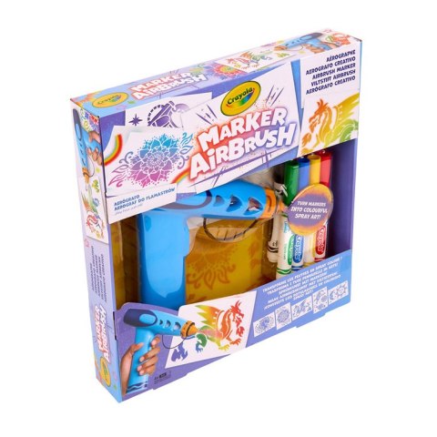 Crayola Aerograf dla dzieci airbrush, 5 szablonów i 8 zmywalnych flamastrów 6+