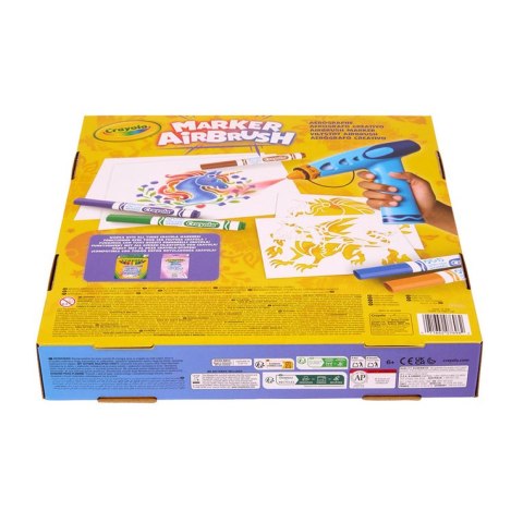 Crayola Aerograf dla dzieci airbrush, 5 szablonów i 8 zmywalnych flamastrów 6+