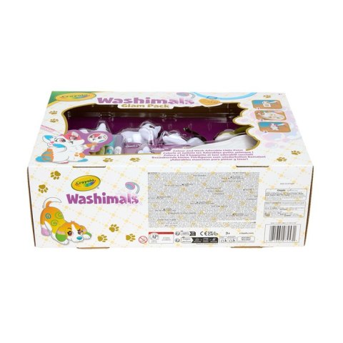 Crayola Figurki do malowania i mycia - zestaw zwierzątka 4 szt, flamastry zmywalne 6 szt., szczoteczka, wanna Washimals Kotki Gl