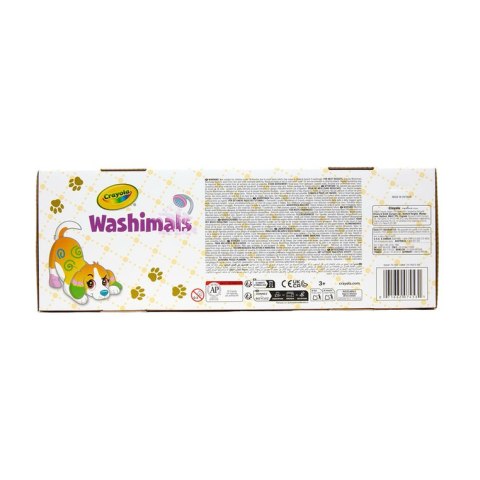 Crayola Figurki do malowania i mycia - zestaw zwierzątka 4 szt, flamastry zmywalne 6 szt., szczoteczka, wanna Washimals Kotki Gl