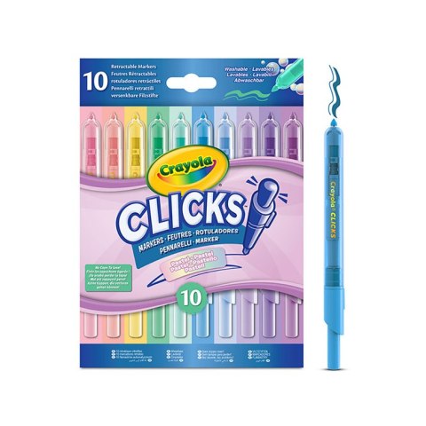 Crayola Flamastry automatyczne pastelowe zmywalne automatyczne Clicks 10szt. 8+