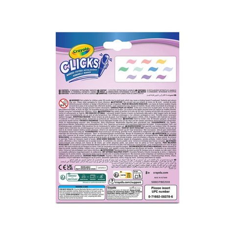Crayola Flamastry automatyczne pastelowe zmywalne automatyczne Clicks 10szt. 8+