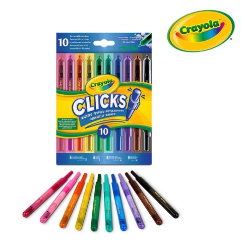 Crayola Flamastry automatyczne zmywalne Clicks 10szt. 8+